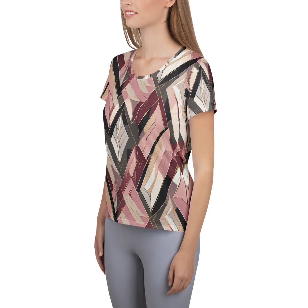 Rose Quartz Angles on Women's Athletic T-Shirt — Left