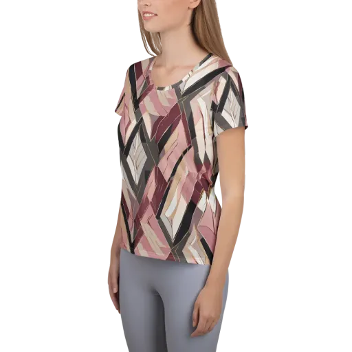 Rose Quartz Angles on a Women's Athletic T-Shirt