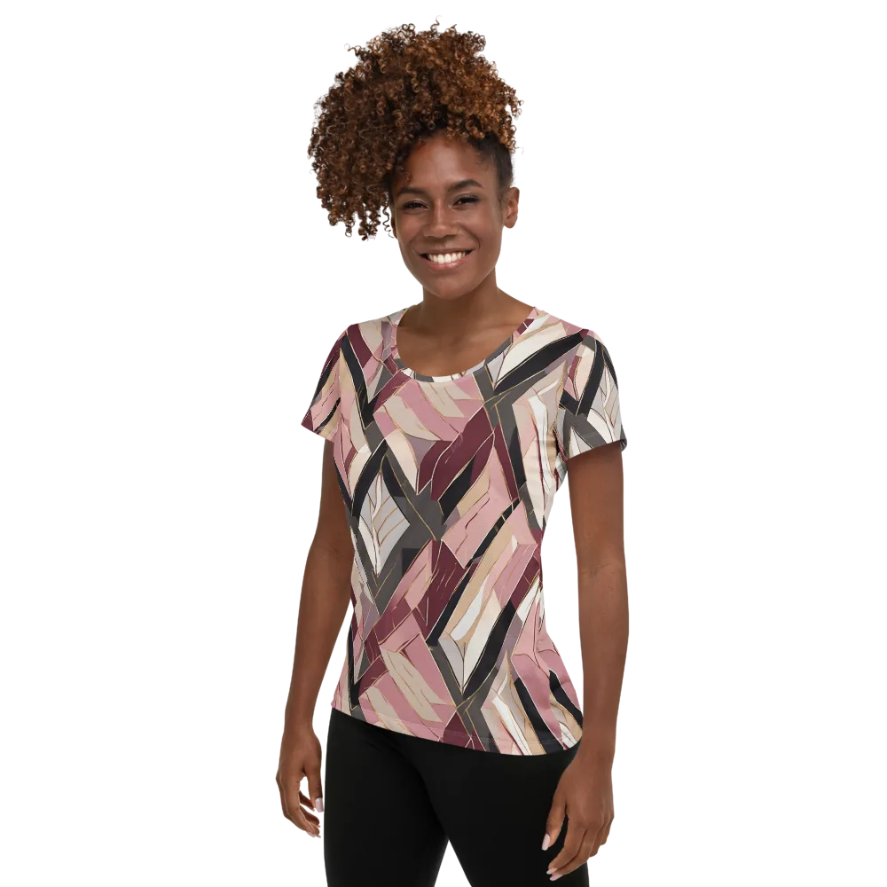 Rose Quartz Angles on Women's Athletic T-Shirt — Left