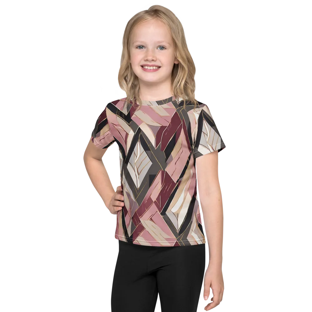 Rose Quartz Angles on Kids Crew Neck T-Shirt — Front