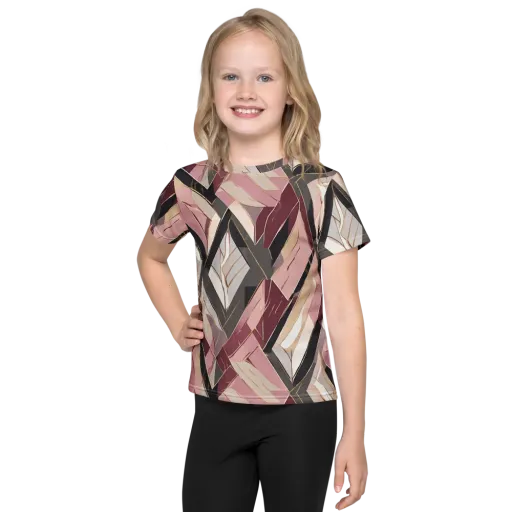 Rose Quartz Angles on a Kids Crew Neck T-Shirt