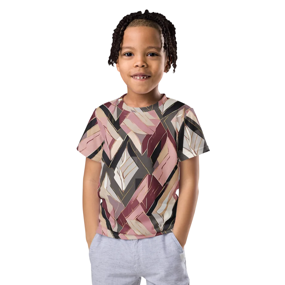 Rose Quartz Angles on Kids Crew Neck T-Shirt — Front