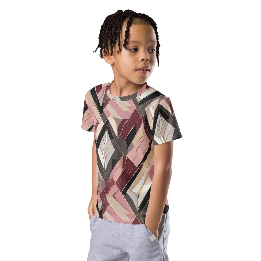 Rose Quartz Angles on Kids Crew Neck T-Shirt — Left Front