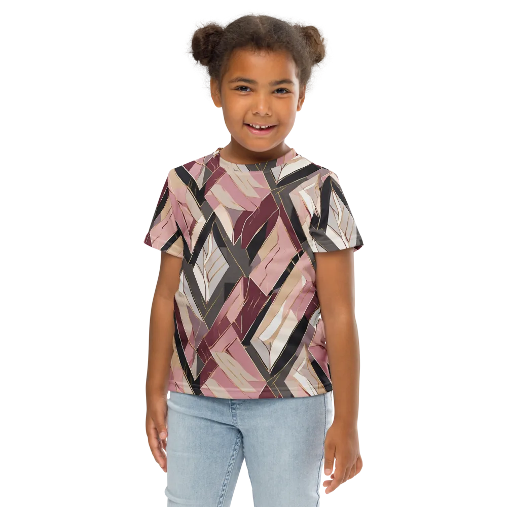 Rose Quartz Angles on Kids Crew Neck T-Shirt — Front