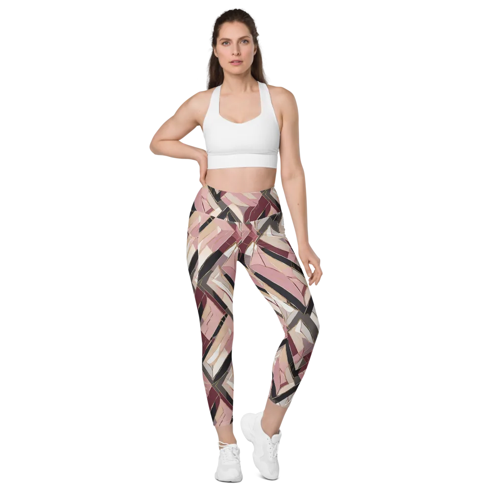 Rose Quartz Angles on Leggings with Pockets — Front