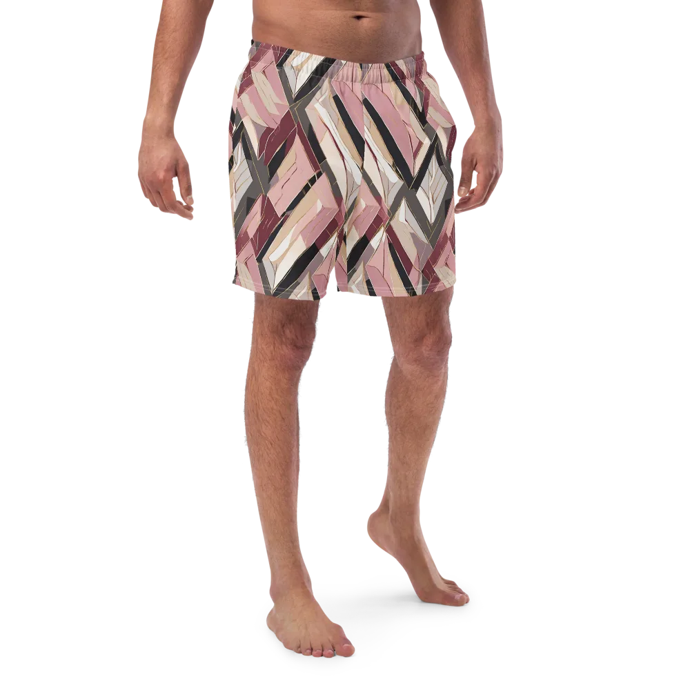Rose Quartz Angles on Swim Trunks — Front
