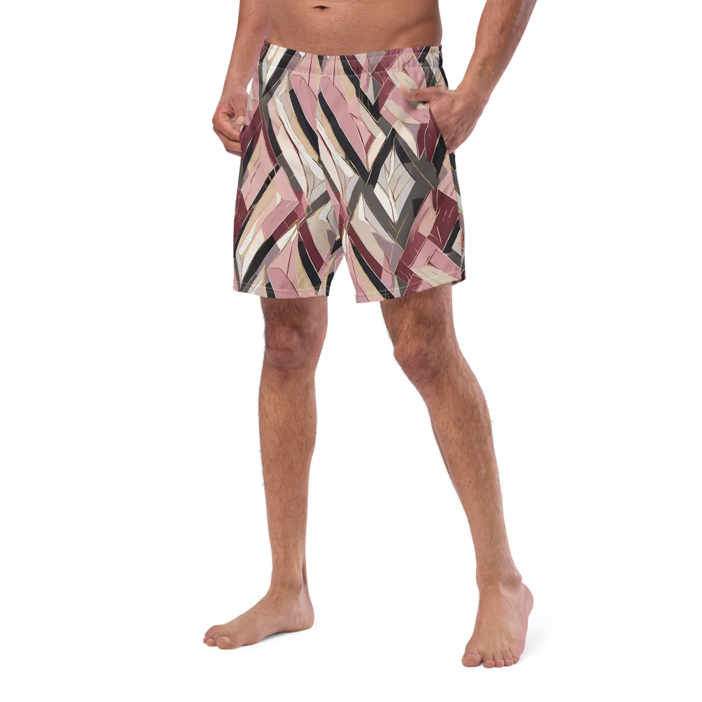 Rose Quartz Angles on Swim Trunks — Left Front