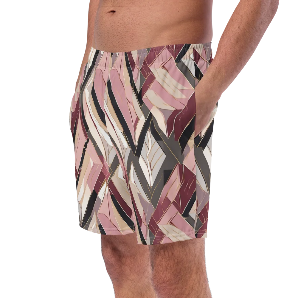 Rose Quartz Angles on Swim Trunks — Left Front