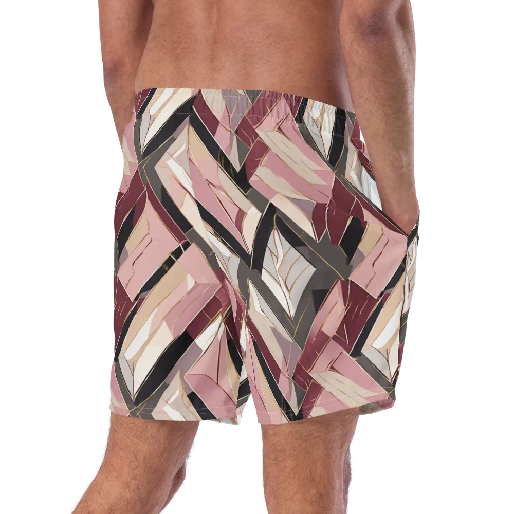 Rose Quartz Angles on Swim Trunks — Right Back