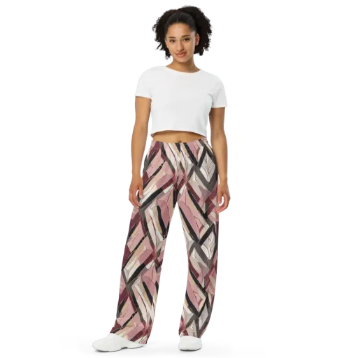 Rose Quartz Angles on a Wide-Leg Pants