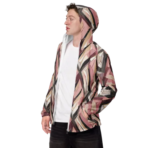 Rose Quartz Angles on a Men's Windbreaker