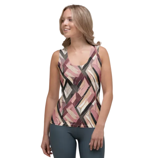 Rose Quartz Angles on a Women's Tank Top