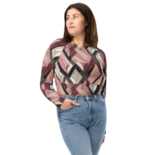 Rose Quartz Angles on a Long Sleeve Crop Top