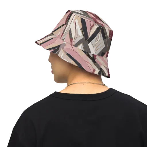 Rose Quartz Angles on a Reversible Bucket Hat