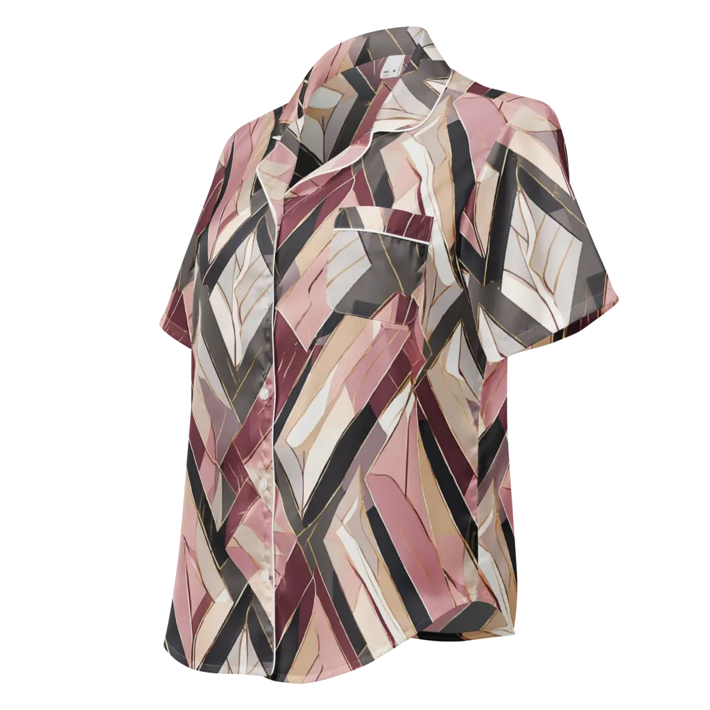 Rose Quartz Angles on Women's Short Sleeve Pajama Top — Left Front