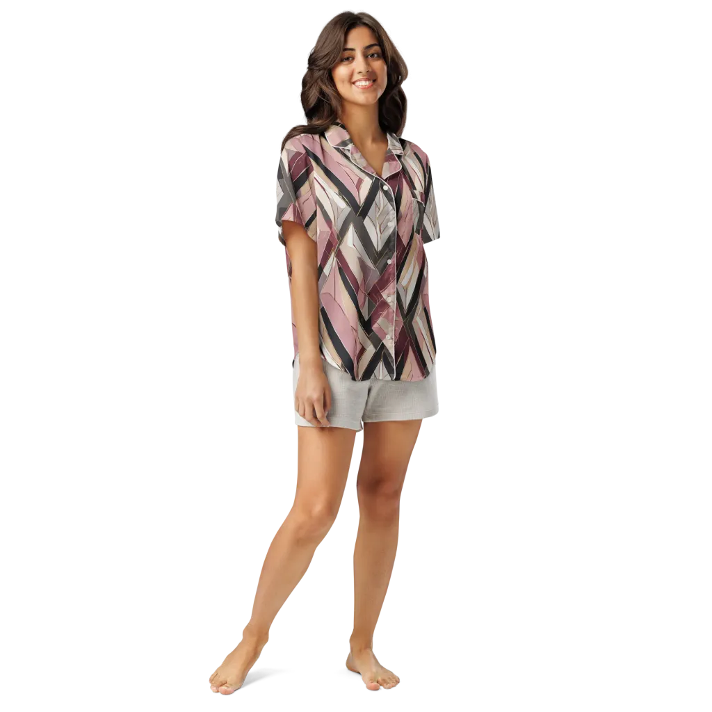 Rose Quartz Angles on Women's Short Sleeve Pajama Top — Front