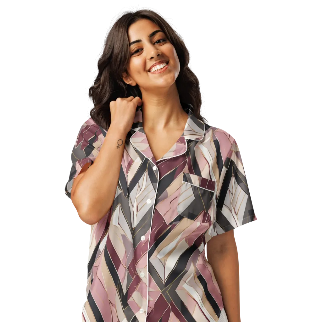 Rose Quartz Angles on Women's Short Sleeve Pajama Top — Front