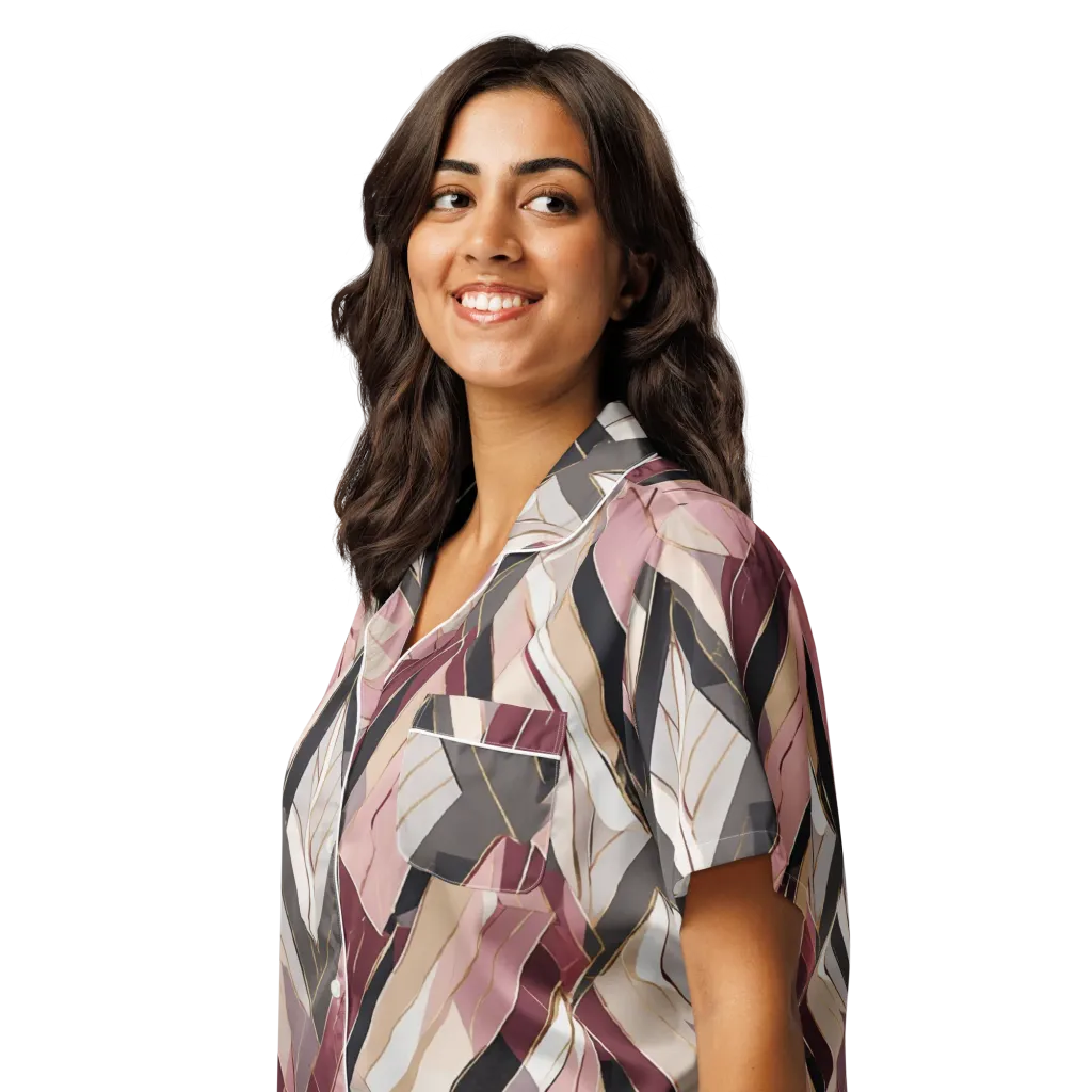 Rose Quartz Angles on Women's Short Sleeve Pajama Top — Left Front