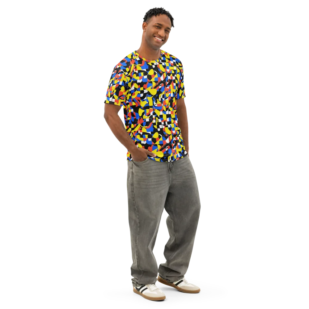 Midnight Geometry on Men's Cotton Crew Neck T-Shirt — Right Front