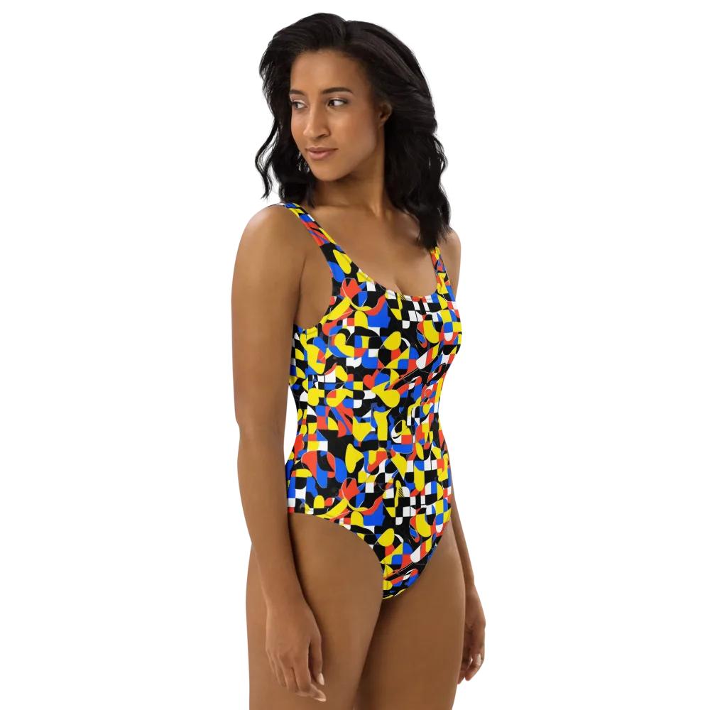 Midnight Geometry on One-Piece Swimsuit — Right
