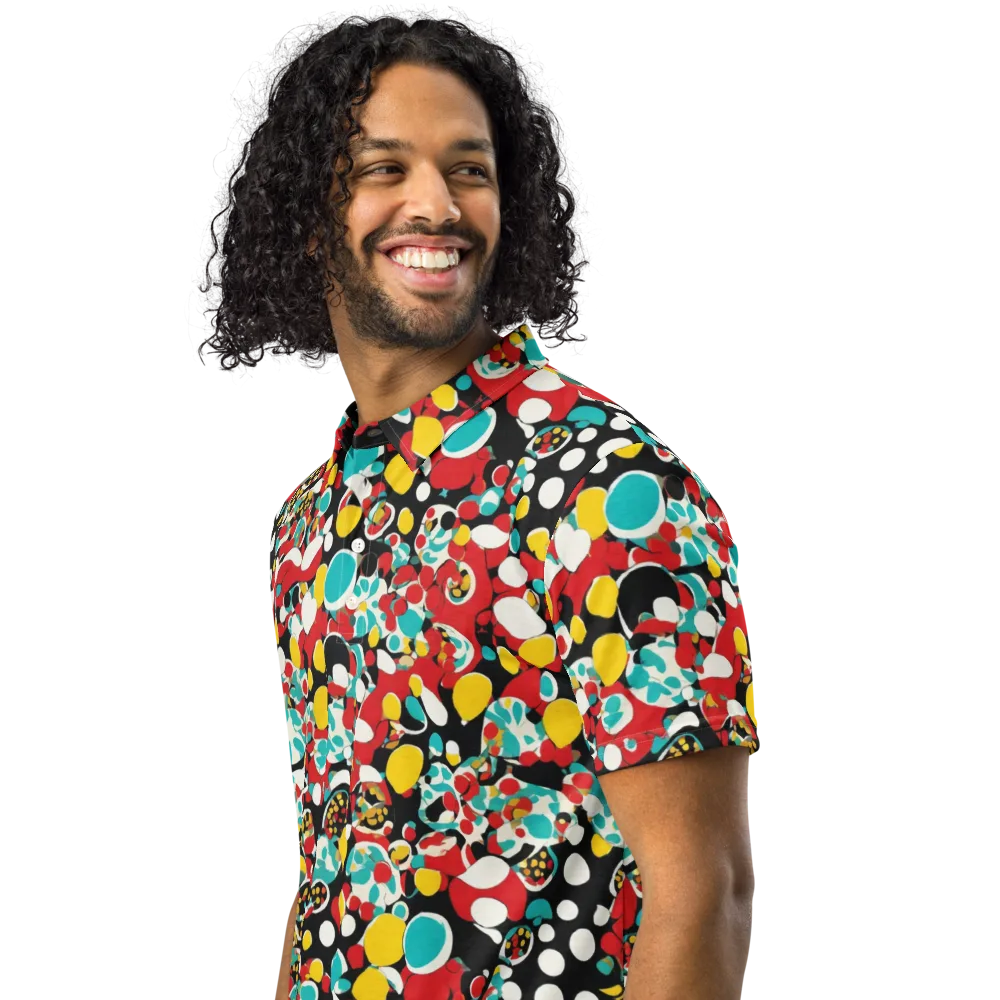 Neon Mingle on Men's Slim Fit Polo Shirt — Left Front