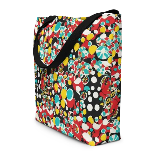 Neon Mingle on a Large Tote Bag W/ Pocket