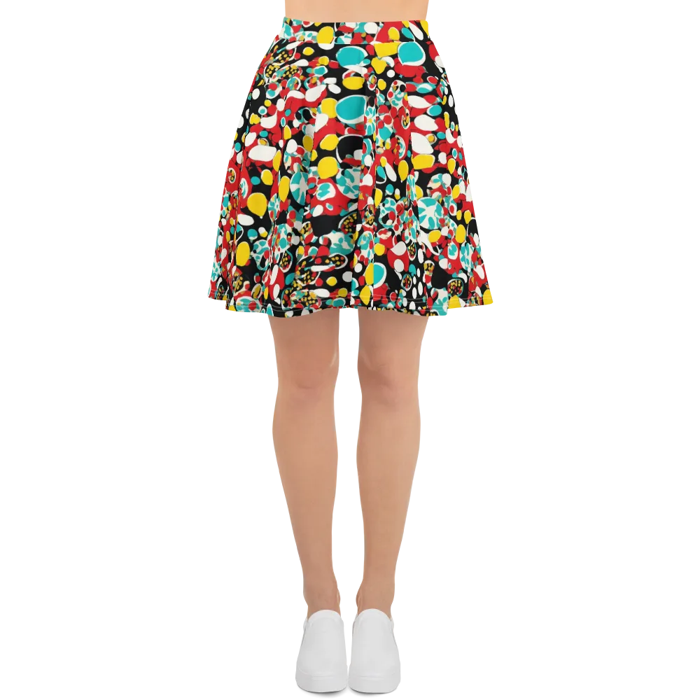 Neon Mingle on Skater Skirt — Front