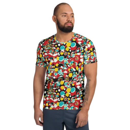 Neon Mingle on a Men's Athletic T-Shirt