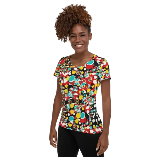 Neon Mingle on a Women's Athletic T-Shirt