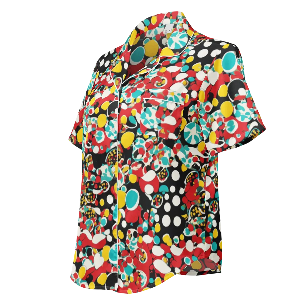 Neon Mingle on Women's Short Sleeve Pajama Top — Left Front