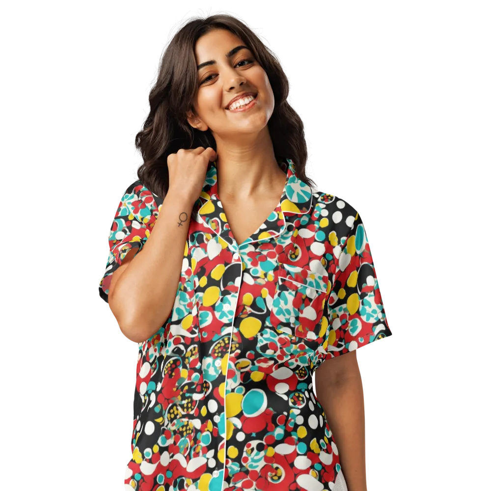 Neon Mingle on Women's Short Sleeve Pajama Top — Front