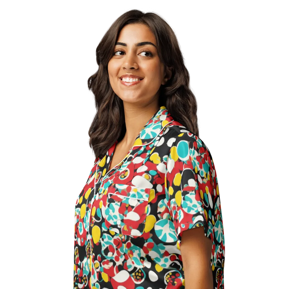 Neon Mingle on Women's Short Sleeve Pajama Top — Left Front
