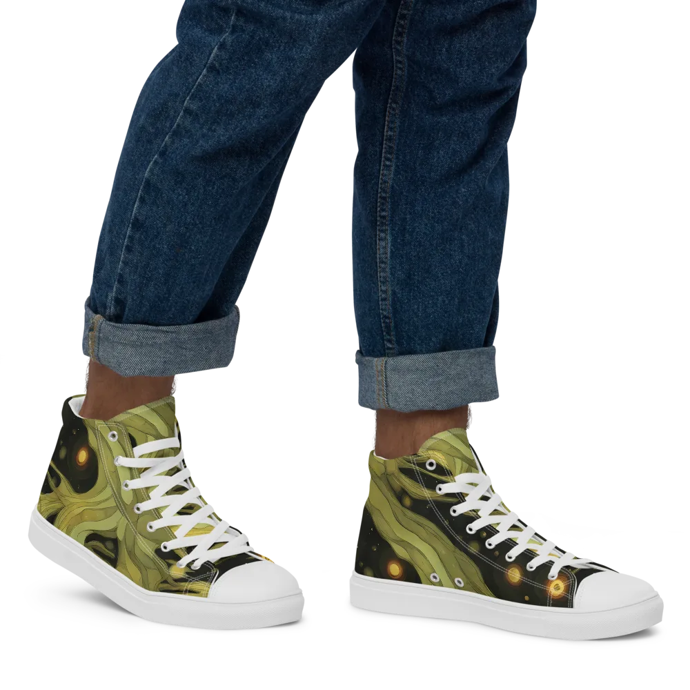 Whispered Breeze on Men's High Top Canvas Shoes — Right