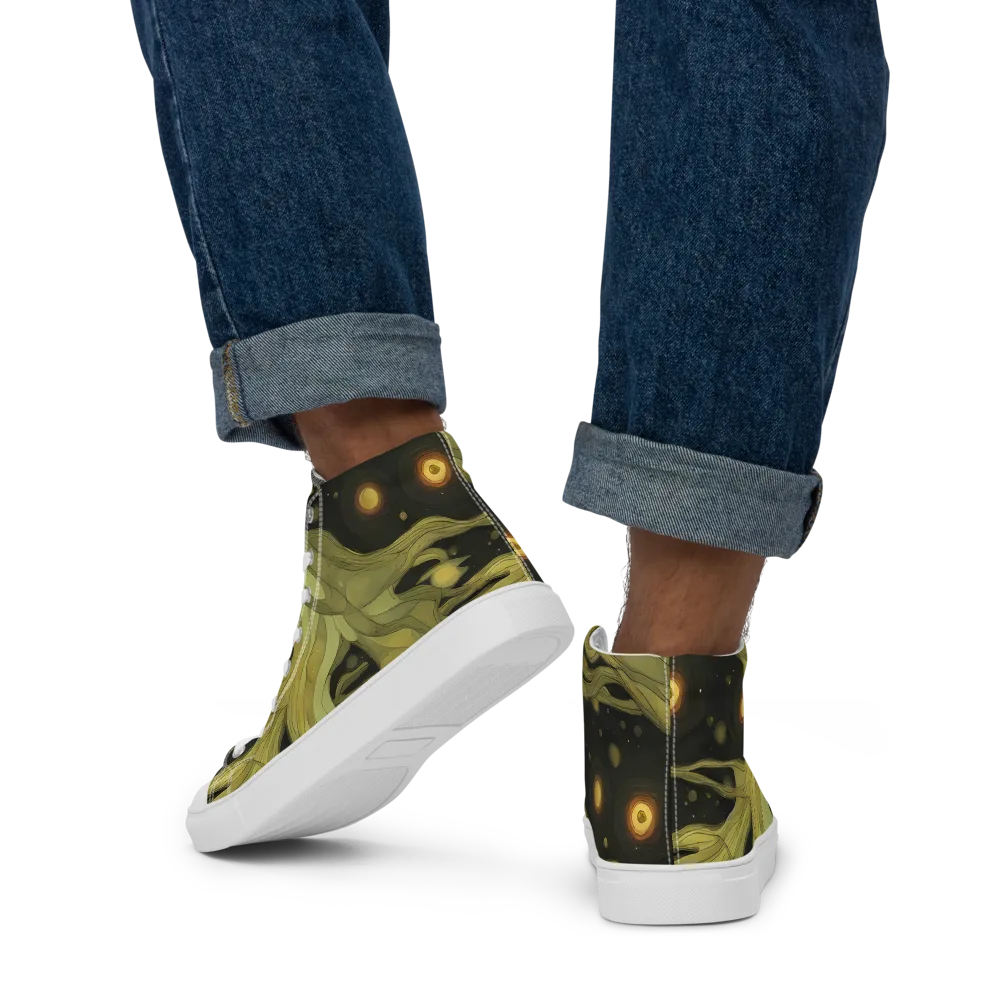 Whispered Breeze on Men's High Top Canvas Shoes — Back