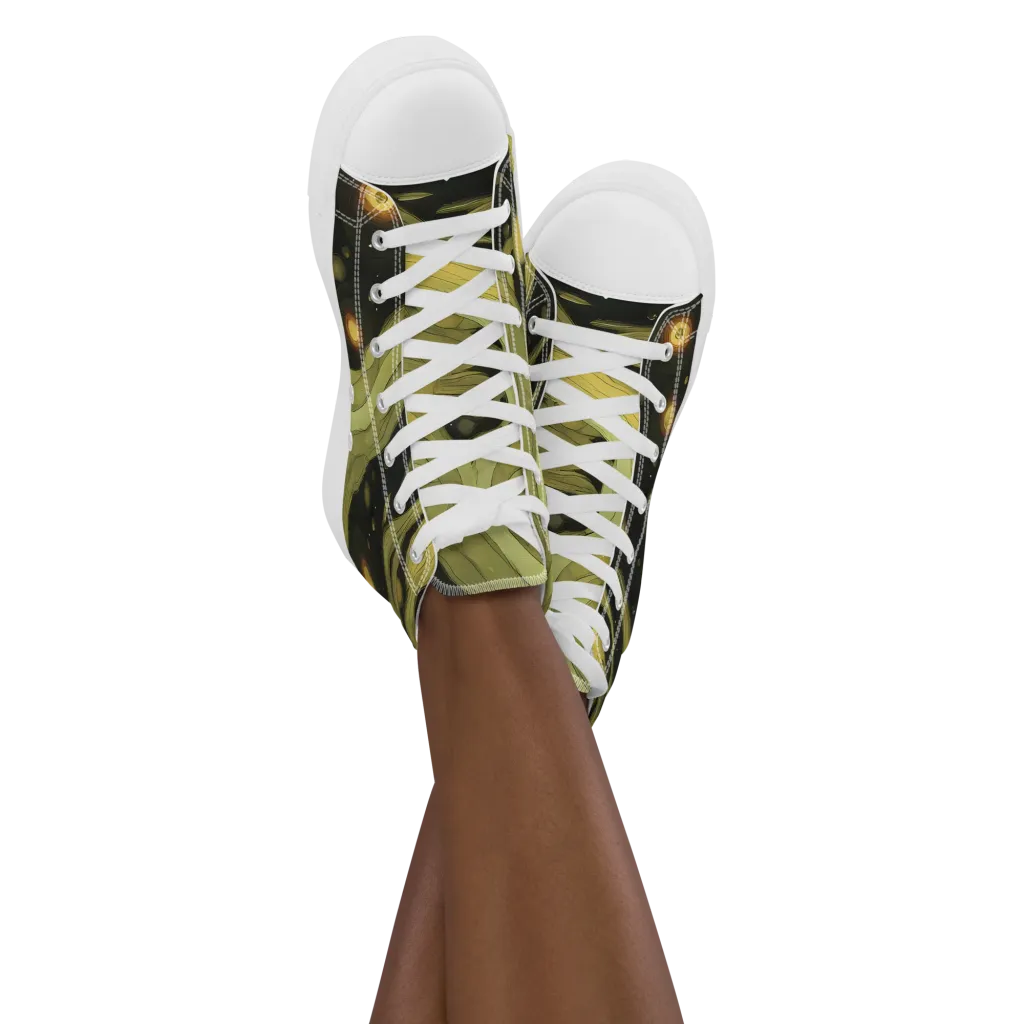 Whispered Breeze on Women's High Top Canvas Shoes — Front