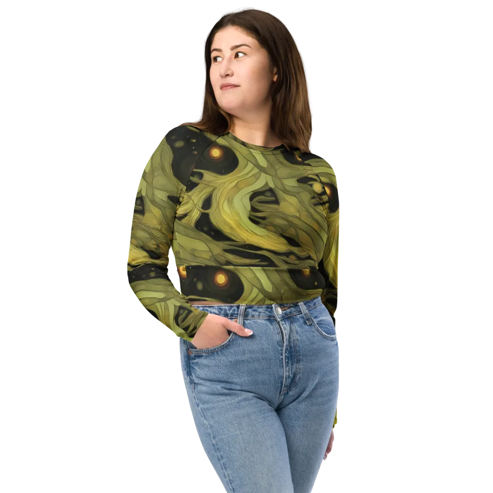 Whispered Breeze on Long Sleeve Crop Top — Front