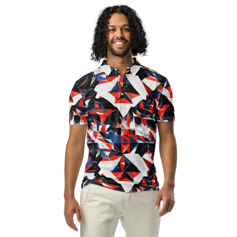 Redline Shards on Men's Slim Fit Polo Shirt — Front