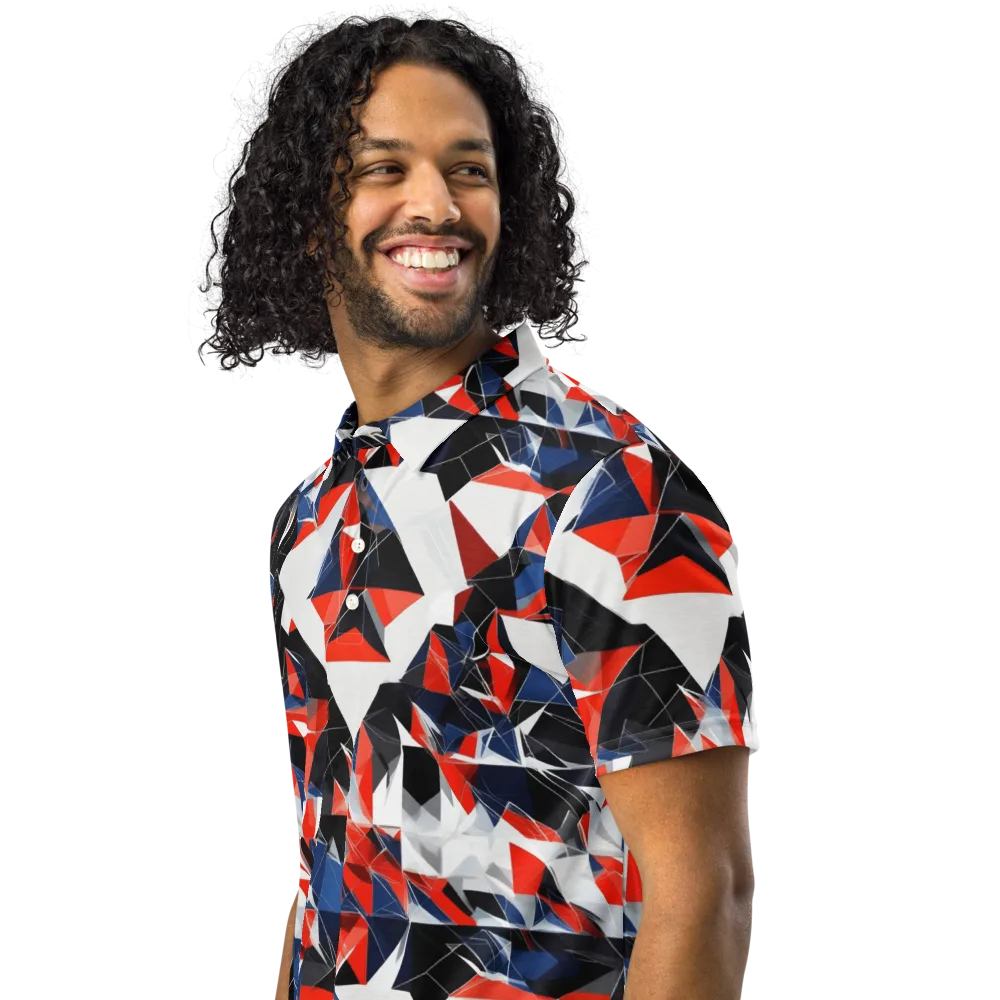 Redline Shards on Men's Slim Fit Polo Shirt — Left Front