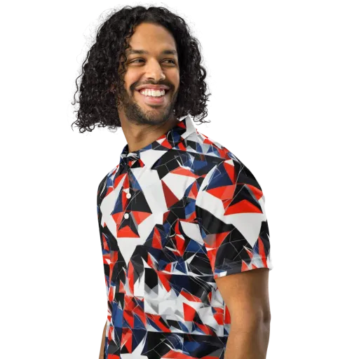 Redline Shards on a Men's Slim Fit Polo Shirt