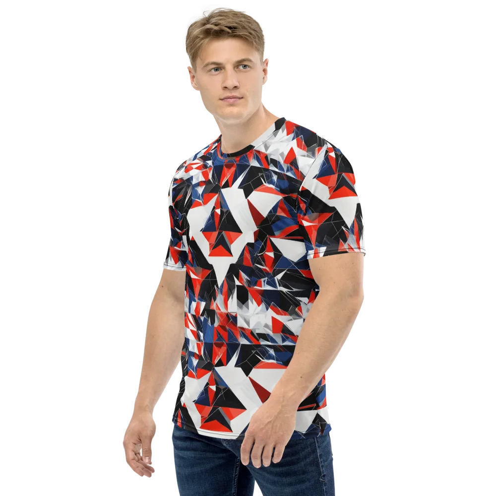 Redline Shards on Men's Crew Neck T-Shirt — Left