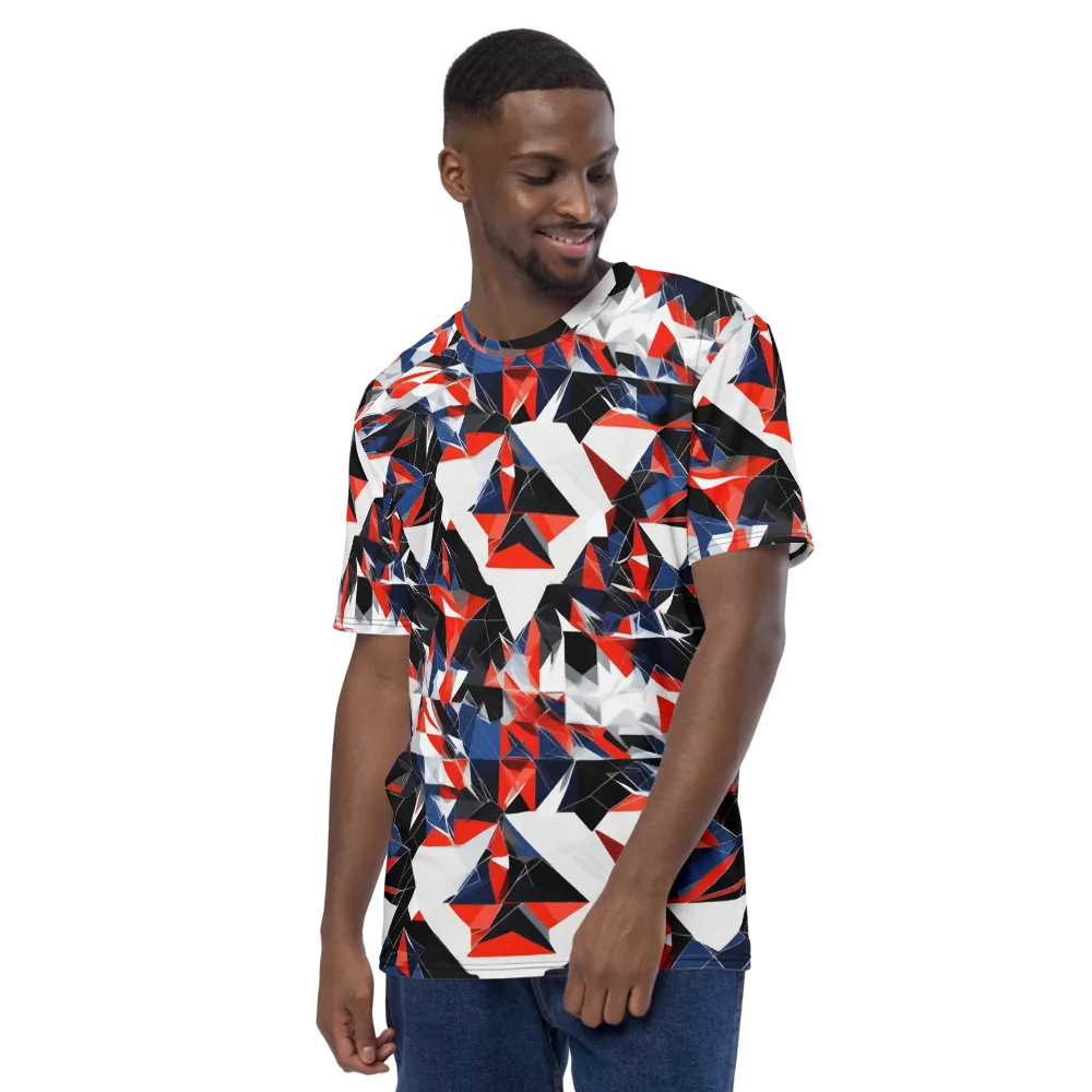 Redline Shards on Men's Crew Neck T-Shirt — Left