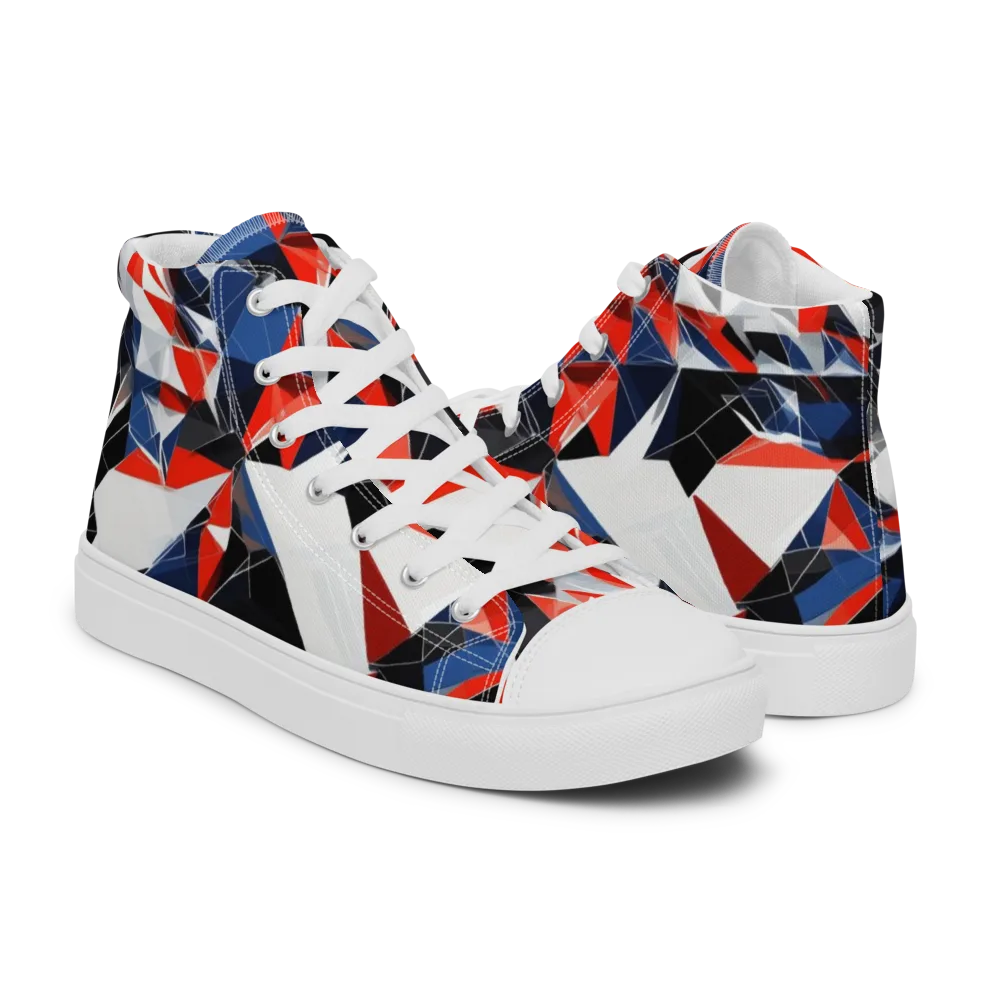 Redline Shards on Men's High Top Canvas Shoes — Right