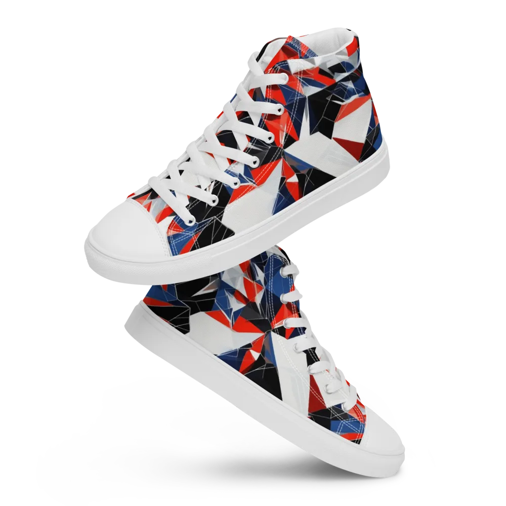 Redline Shards on Men's High Top Canvas Shoes — Front