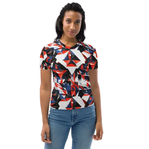 Redline Shards on a Women's Crew Neck T-Shirt