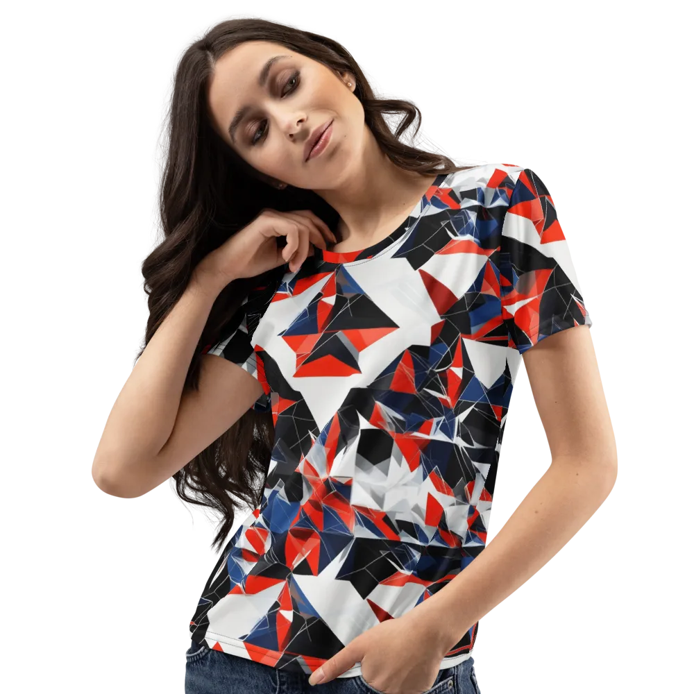 Redline Shards on Women's Crew Neck T-Shirt — Left Front