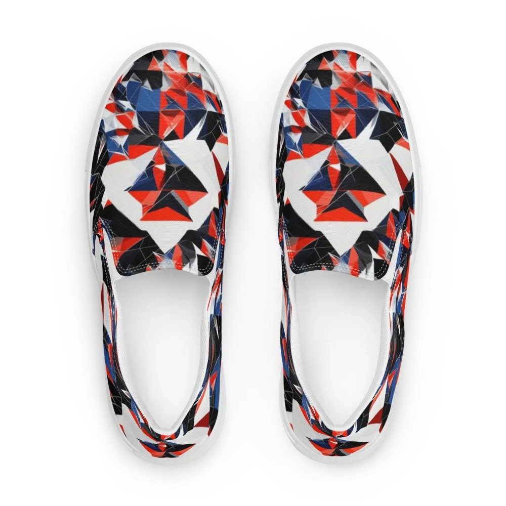 Redline Shards on Women's Slip-On Canvas Shoes — Front