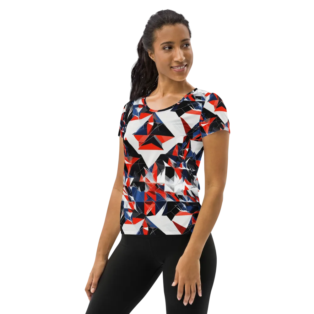 Redline Shards on Women's Athletic T-Shirt — Left