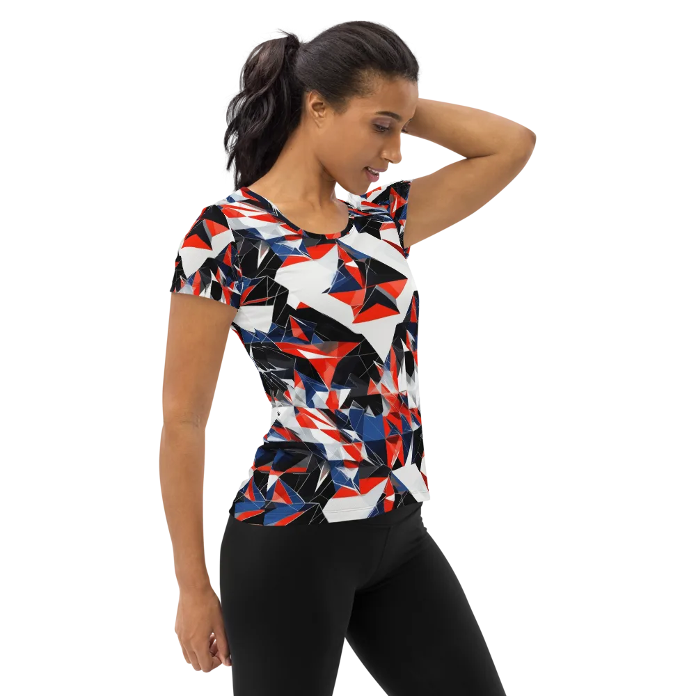 Redline Shards on Women's Athletic T-Shirt — Right