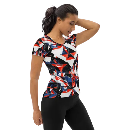 Redline Shards on a Women's Athletic T-Shirt