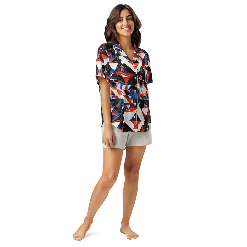 Redline Shards on Women's Short Sleeve Pajama Top — Front